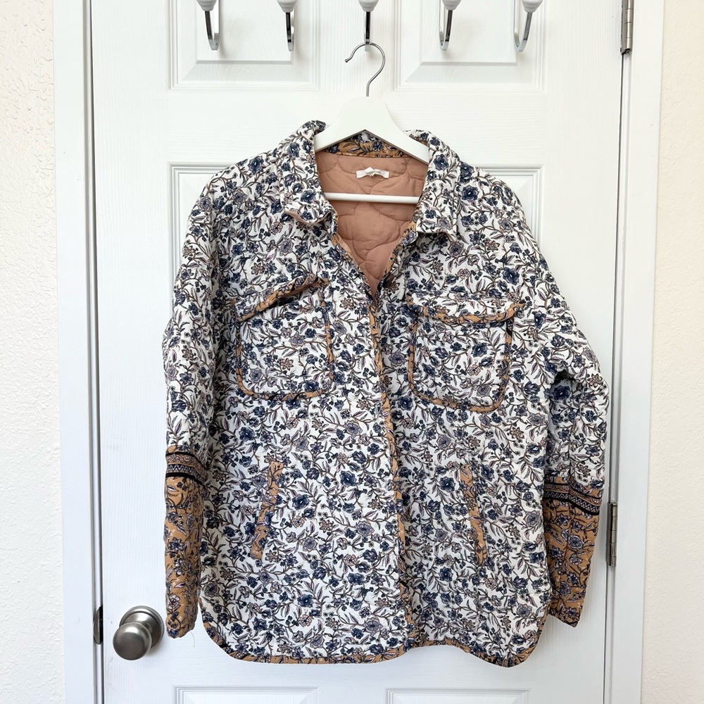 Floral Quilted Jacket with Pockets